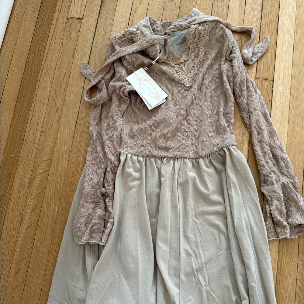 Elegant Lace Kids Dress in Beige